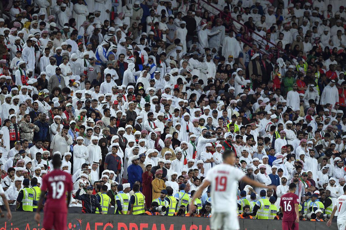 Fans watch the AFC Asian Cup semi-final match between Qatar and the UAE at Mohammed Bin Zayed Stadium in Abu Dhabi, UAE, on 29 January 2019. Photo: Getty Images