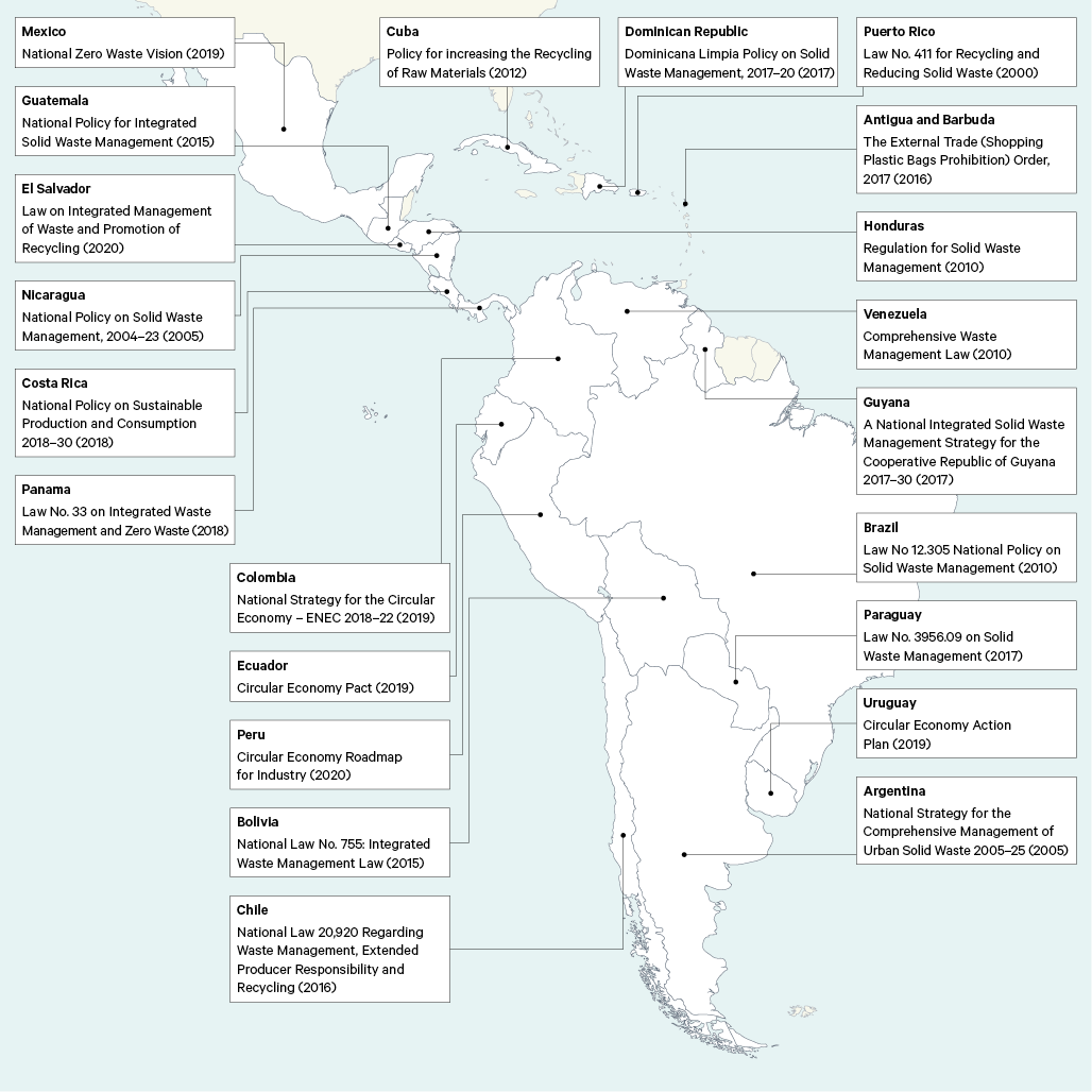 Map 1. Summary of key circular economy policy measures