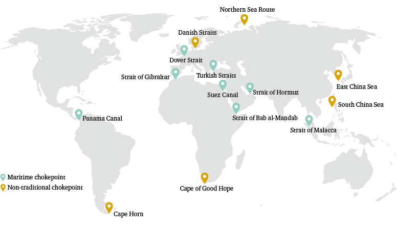 Figure 26: Chokepoints used in the elaboration of Chatham House Maritime Analysis Tool