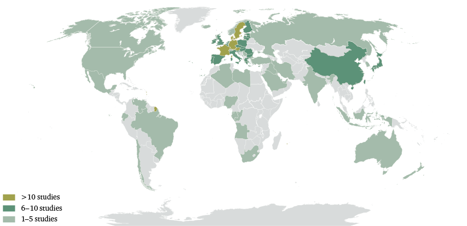 Figure 3: Geographic coverage in existing CE-related macroeconomic models