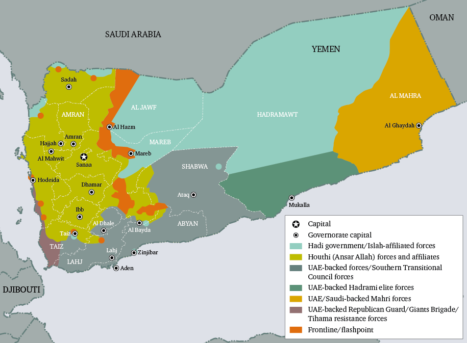 Figure 3: Yemen – distribution of main armed groups, September 2019