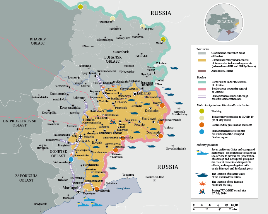 Map 1: Eastern Ukraine, status of conflict, May 2020
