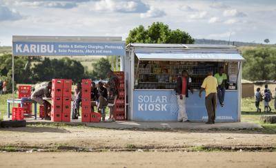 SOLARKIOSK stall in Talek, Kenya on 17 May 2017. Photo: Getty Images