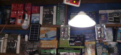 A shelf of energy appliances in a shop in Kakuma Town, Kenya. Photo credit: Gabriela Flores