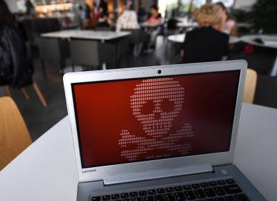 A computer hacked by a virus known as Petya. The Petya ransomware cyberattack hit computers of Russian and Ukrainian companies on 27 June 2017. Photo: Getty Images.