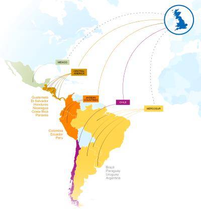 UK and Latin America trade pacts map