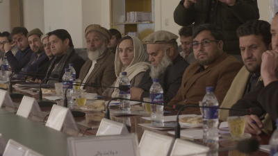 Zarifa Ghafari attends a meeting in Afghanistan