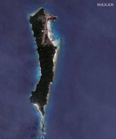 Satellite image of Great Coco Island, Myanmar territory