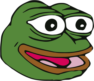 The original Pepe the Frog character from 2005 is the head of a smiling frog