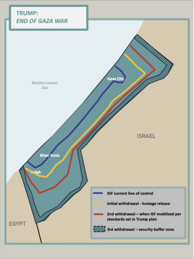 Map showing President Trump's plan for Gaza