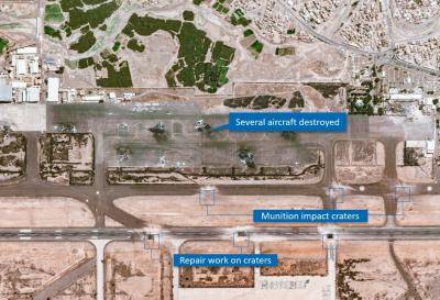 Satellite image of Israeli Defence Forces damage to Sanaa international aiport, Yemen
