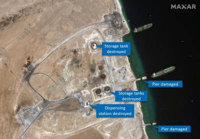 Satellite image of Israeli Defence Forces damage to Ras Issa, Yemen