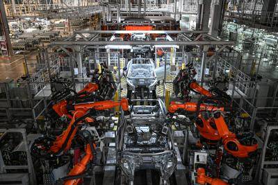 Production line in a car factory