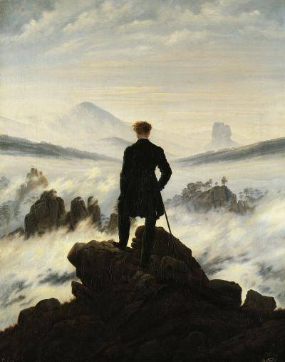 Image of the painting 'Wanderer above a sea of fog' by Caspar David Friedrich