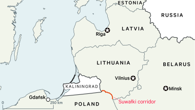 Map showing Kaliningrad in the region.