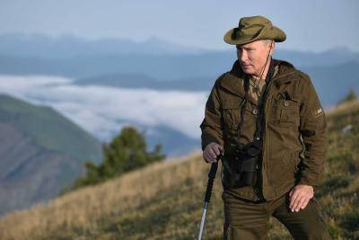 Russia's President Vladimir Putin in Sayano-Shushensky Nature Reserve in the West Sayan Mountains in Tyva Republic, south Siberia