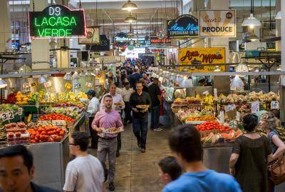 Grand Central Market in Los Angeles, California, October 2015. Photo: Getty Images.