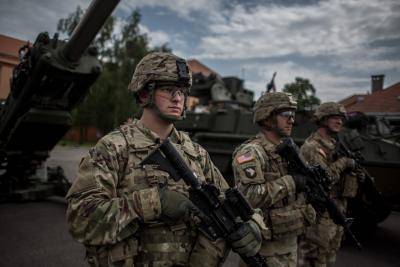 US soldiers arrive at Czech army barracks for NATO exercises on 27 May 2016. Photo by Getty Images.