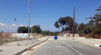 The edge of the buffer zone in the town of Deryneia. Photo via Getty Images.