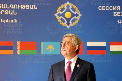 Armenia's President Serzh Sargsyan at a CSTO meeting in October 2016. Photo via Getty Images.