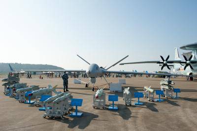 Unmanned aerial vehicle Wing Loong on display during the 11th China International Aviation & Aerospace Exhibition at Zhuhai Airshow Center on 2 November 2016 in Zhuhai, China. Photo via Getty Images.
