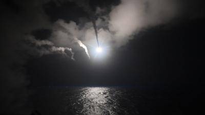 7 April: The USS Porter fires a missile at a Syrian military airfield in retaliation for a chemical attack. Photo: US Navy via Getty Images.