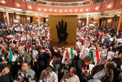 2 May: Supporters of Mohammad Baqer Qalibaf at a campaign rally in Tehran. Photo: Getty Images.