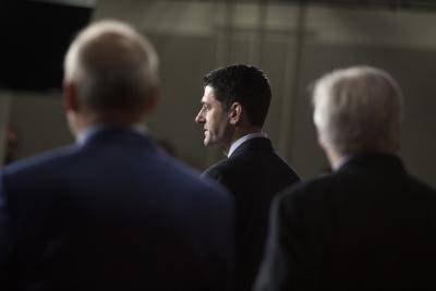 House Speaker Paul Ryan speaks after a Republican Conference meeting on Capitol Hill. Photo: Getty Images.