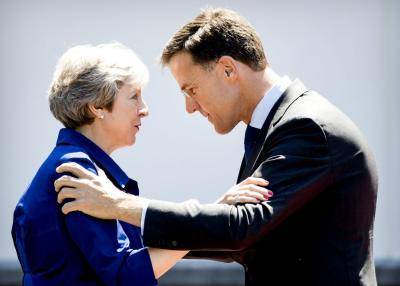 Theresa May meets Dutch Prime Minister Mark Rutte in The Hague on 3 July. Photo: Getty Images.