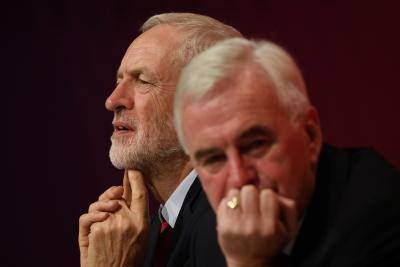 Labour Party leader Jeremy Corbyn and Shadow Chancellor John McDonnell at the Labour Party conference in Liverpool. Photo: Getty Images.