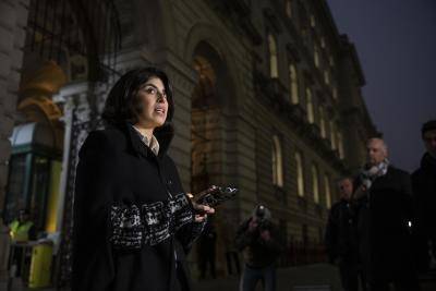 Daniela Tejada, wife of Matthew Hedges, speaks outside the Foreign and Commonwealth Office after meeting with Foreign Secretary Jeremy Hunt on 22 November. Photo: Getty Images.