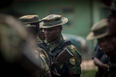 Nigerian soldiers on patrol in February. Photo: Getty Images.
