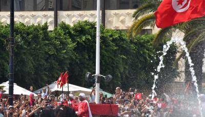 The funerary procession of late Tunisian president Beji Caid Essebsi on 27 July. Photo: Getty Images.