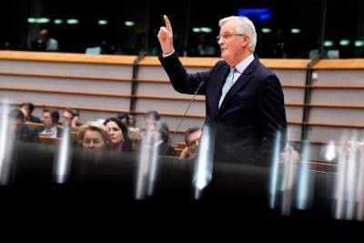 Michel Barnier speaks in the European Parliament on 29 January. Photo: Getty Images.