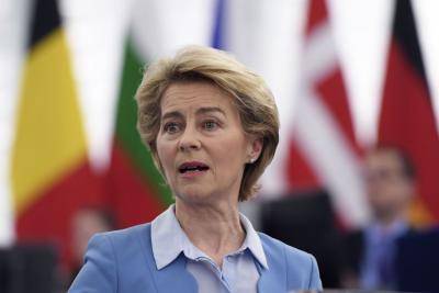 EU Commission President Ursula von der Leyen speaks at the European Parliament in Strasbourg in February. Photo: Getty Images.