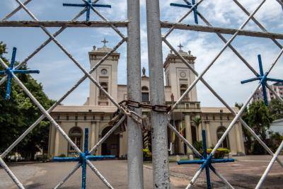 St Mary's Church is pictured closed following the terrorist attacks on 21 April 2019 in Colombo, Sri Lanka. Photo: Getty Images