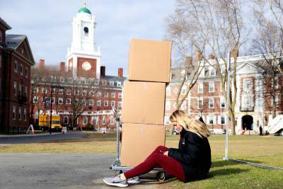 Harvard asked its students to move out of their dorms due to the coronavirus risk, with all classes moving online. Photo by Maddie Meyer/Getty Images.