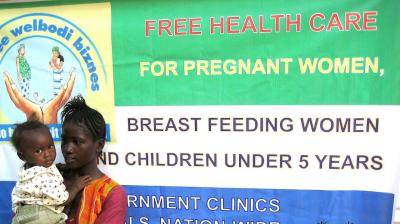 Free healthcare initiative for pregnant women and children in Sierra Leone at Ola During Hospital, Freetown. Photo by Rob Yates.