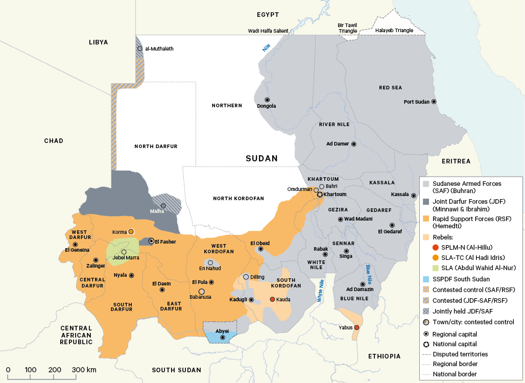 Figure 1. Armed actor territorial control in Sudan, March 2025
