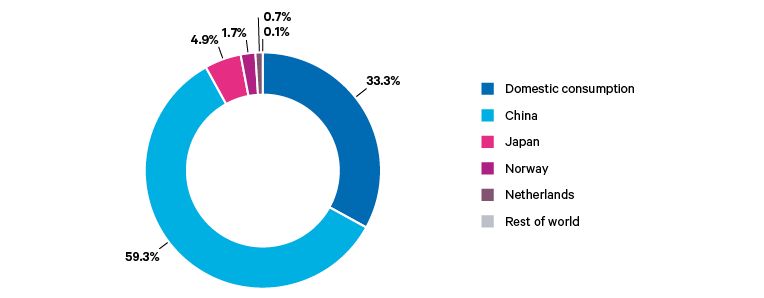 Figure 5. Destinations of Indonesia’s nickel production, 2023